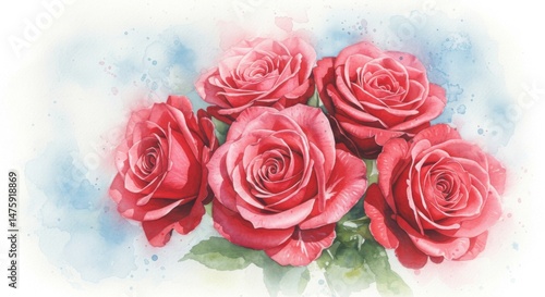 Elegant watercolor roses bouquet for floral decor and romantic occasions
