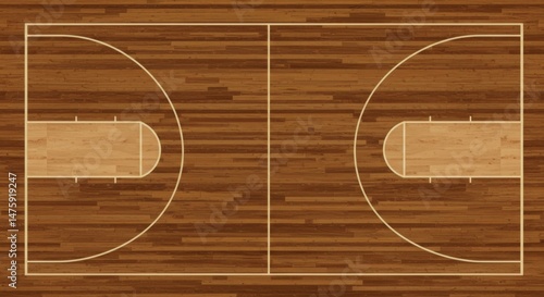 Obraz na płótnie Wooden basketball court layout, top view design for sports projects and athletic concepts w salonie