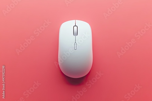 Wallpaper Mural A minimalist white computer mouse on a coral background Torontodigital.ca