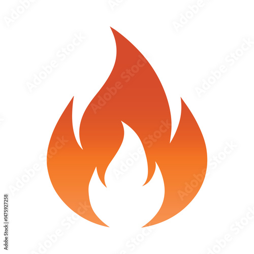 High quality fire emoticon isolated on white background. Fire emoji vector illustration. Lit icon.