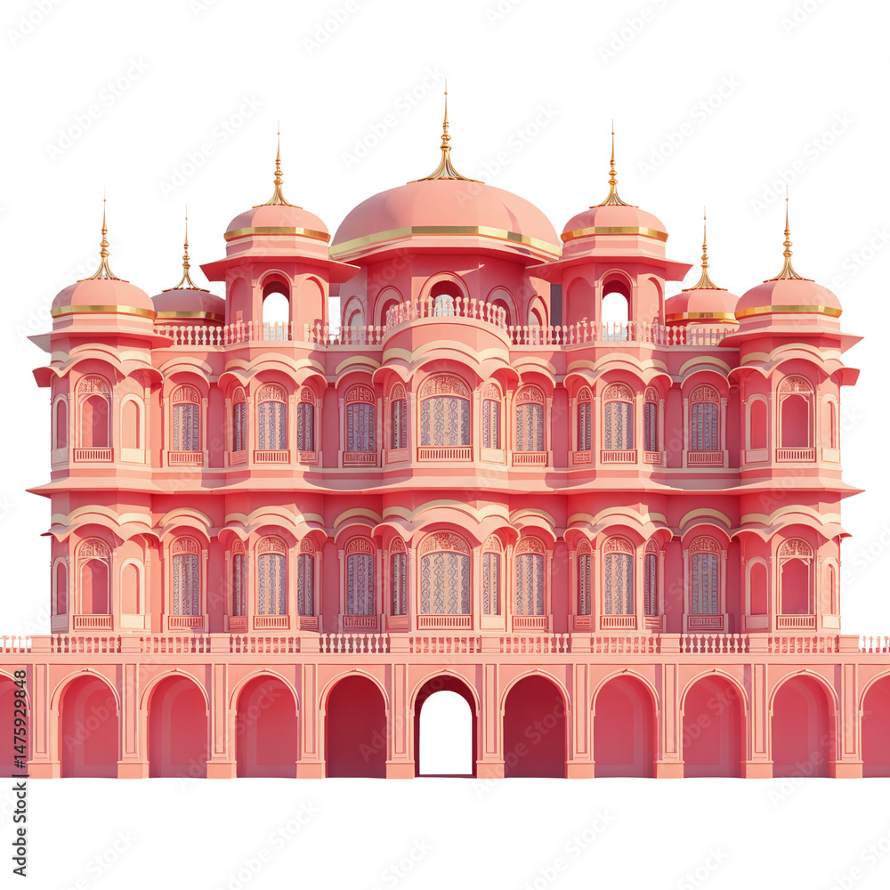 Obraz premium Majestic Pink Palace with Intricate Arches and Domes