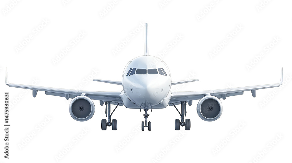 Obraz premium Majestic white airplane soaring through the expansive blue sky, a thrilling vision of flight