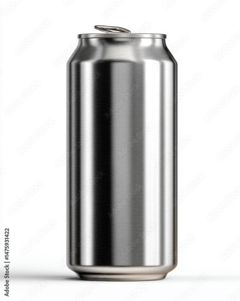 Isolated aluminum can on white background studio shot beverage container metallic cylindrical refreshment mockup Isolated aluminum can on white background studio shot beverage container metallic cylindrical refreshment mockup