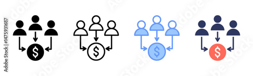 Crowdfunding icon sheet multiple style collection