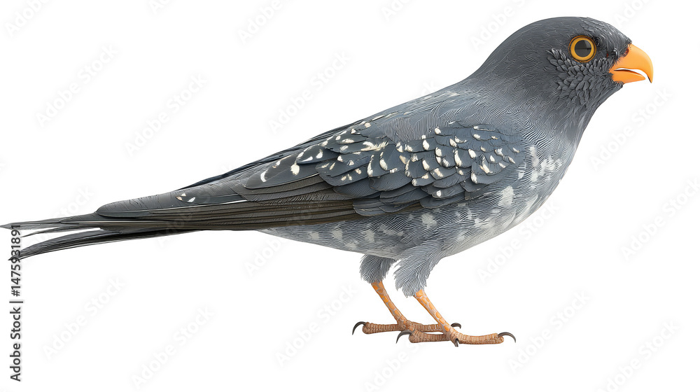 Fototapeta premium Detailed closeup of a bird with striking yellow beak and contrasting black wings