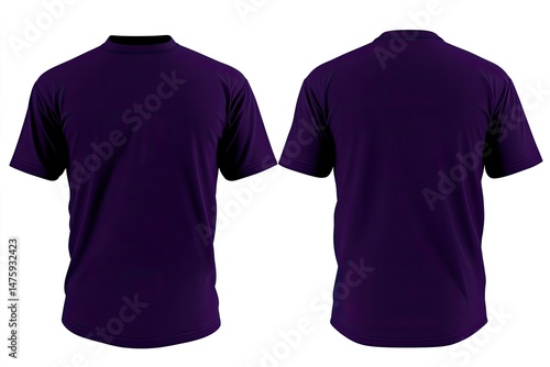Dark purple blank t-shirt front and back views