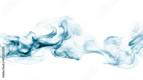 Mystical smoke dance, abstract blue and white smoke against a black background