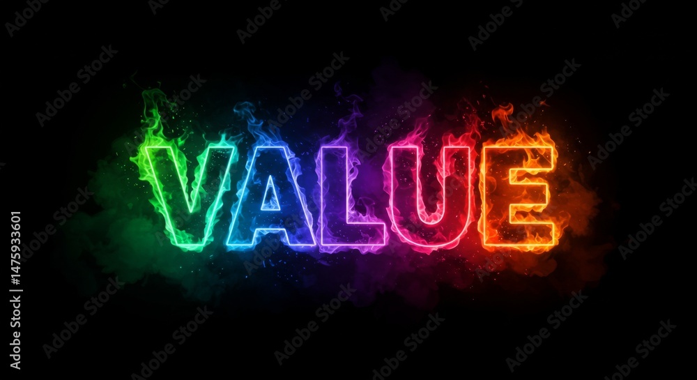 Colorful neon value concept with fiery and smoky effects for modern design Colorful neon value concept with fiery and smoky effects for modern design