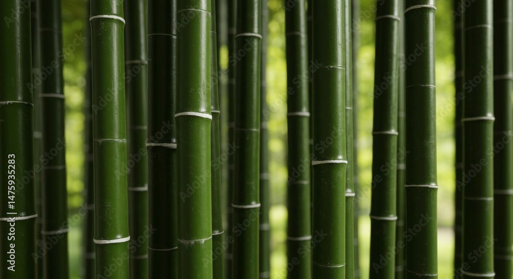 Serene bamboo forest with sunlit green stalks for nature inspiration
