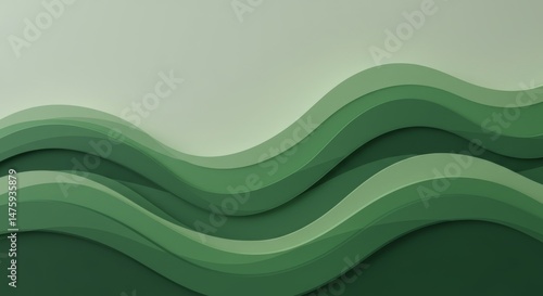 Obraz na płótnie Abstract green waves design - tranquil background for minimalist decor and nature-inspired themes w salonie