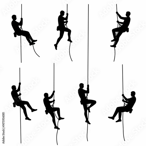 Climbing Adventure Silhouette: A collection of dynamic silhouette renderings, each capturing a moment of ascendance, the climbers, demonstrating both agility and the pursuit of altitude.