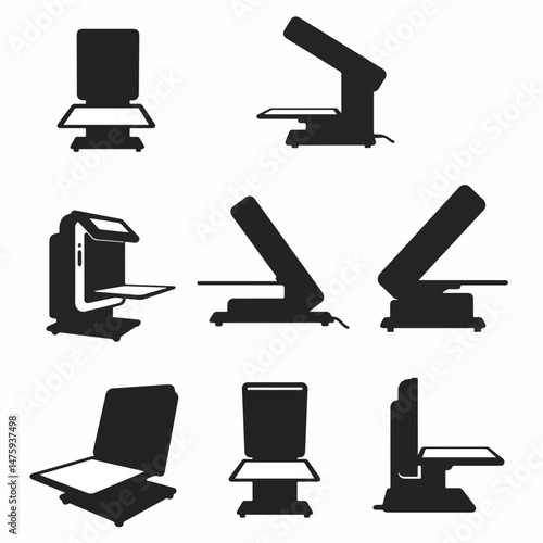 Modern Machine Designs: A set of modern machine designs showcasing a range of technological innovation. This image features simple silhouette visuals.