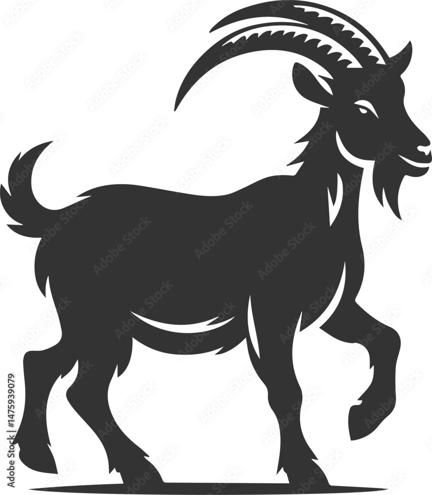 Fototapeta premium Vector silhouette of a goat animal black