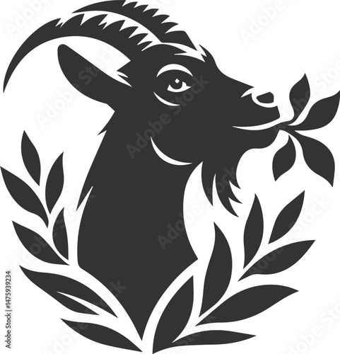 Vector silhouette of a goat animal black