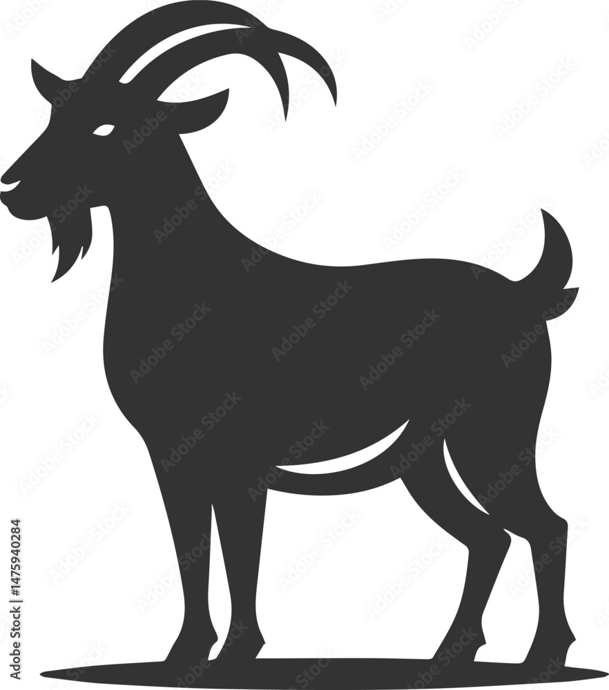 Fototapeta premium Vector silhouette of a goat animal black