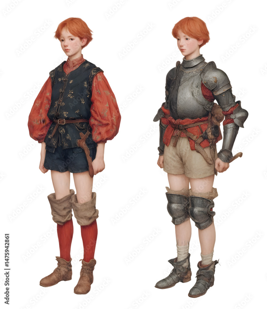 Fototapeta premium Detailed Character Design of a Stylized Androgynous Knight