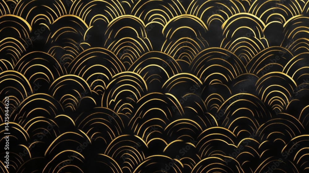 Elegant Black and Gold Geometric Wave Pattern japanese patterns Elegant Black and Gold Geometric Wave Pattern japanese patterns