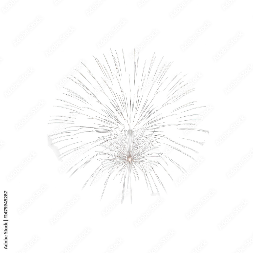 Obraz premium Sparkling silver firework design isolated on transparent background