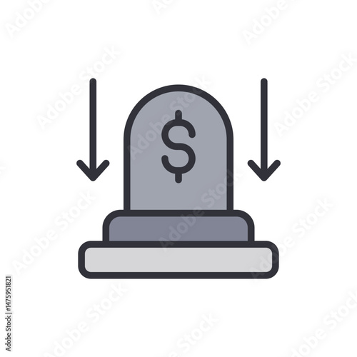 Downward Trend Illustration Of Financial Loss With A Dollar Sign