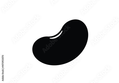 Bean silhouette. This image shows a black and white design of a bean, emphasizing its organic nature and significance as a nutritious food source. Vector clipart illustration design.