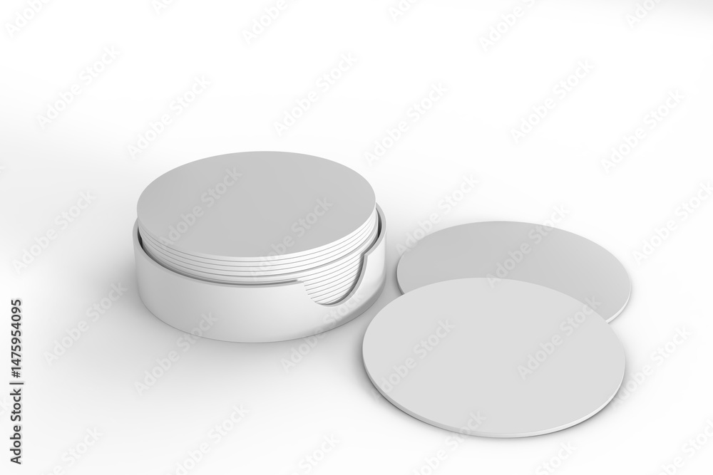 3D Round drink or beer coaster mockup with holder, isolated on background. Protection bierdeckel for beer glasses, bottle, can, cup holder. Empty bottle coaster lying template for beverage branding 3D Round drink or beer coaster mockup with holder, isolated on background. Protection bierdeckel for beer glasses, bottle, can, cup holder. Empty bottle coaster lying template for beverage branding