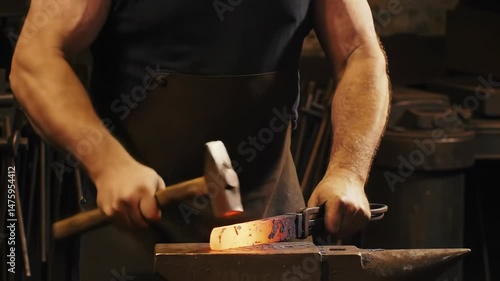 Blacksmith Hammering Hot Metal