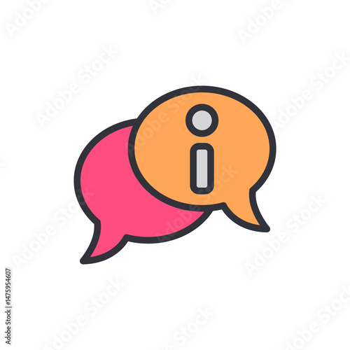 Bright Speech Bubbles Displaying Information And Communication Icon