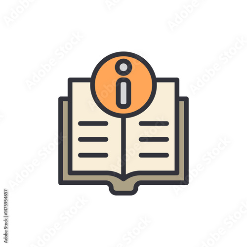 Open Book With Information Sign For Guidance And Learning Concepts