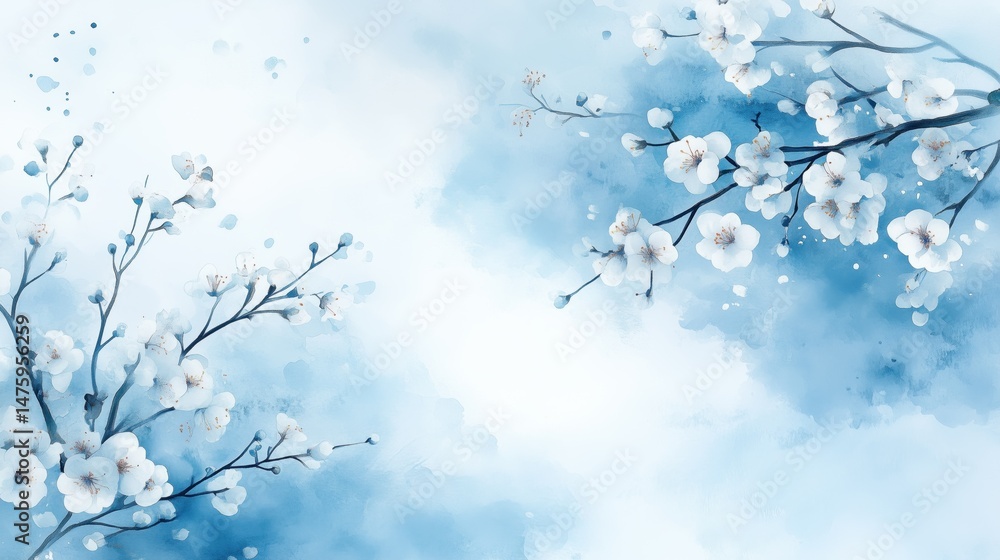 Obraz premium Chinese style ink wash flower painting