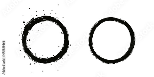 hand-drawn, irregular dark gray circles float on a deep black background, accented by tiny speckles, creating an abstract, minimalist composition with a subtle cosmic vibe