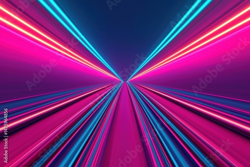 Vibrant light streaks adorn a futuristic expressway, showcasing fast connectivity and technological advancement in a sleek, innovative style