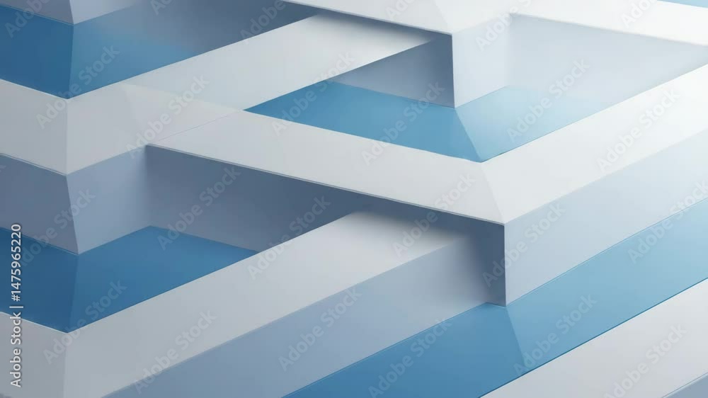 A 3D render of an abstract composition of layered, light blue and white chevron shapes, 4k, Blue and white background with rhombic lines and free space, A 3D render of an abstract composition of layered, light blue and white chevron shapes, 4k, Blue and white background with rhombic lines and free space,