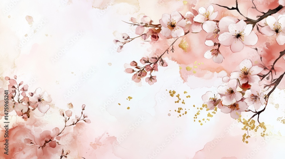 Fototapeta premium Chinese style ink wash flower painting