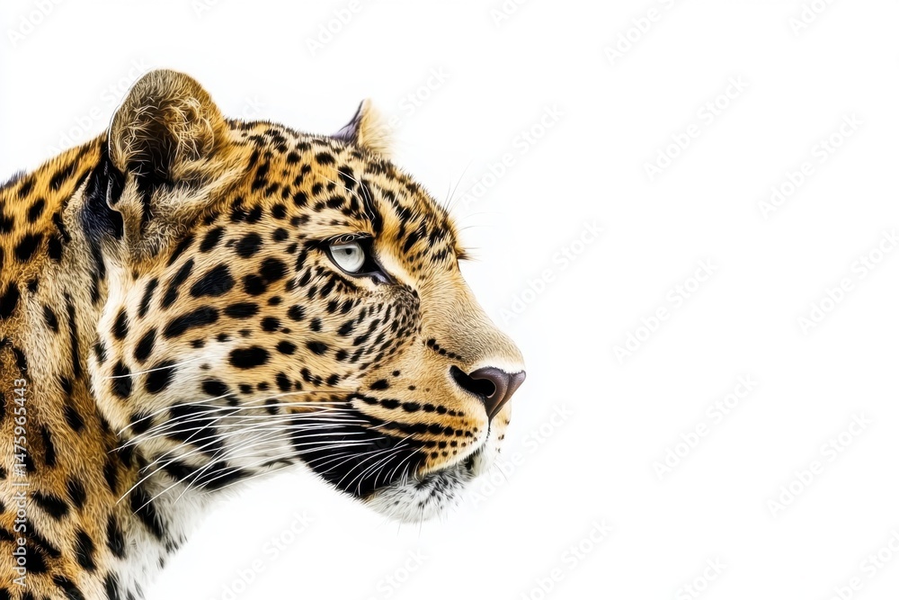 Obraz premium Majestic Leopard Portrait: Wild Cat Close-Up, Big Cat Profile, African Wildlife Photography