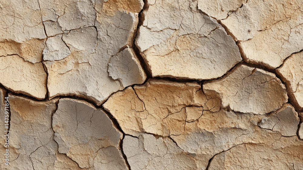 Fototapeta premium Dry cracked earth texture with natural patterns