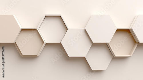 Modern hexagonal shelves create stylish display