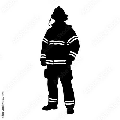 Firefighter black logo silhouette vector