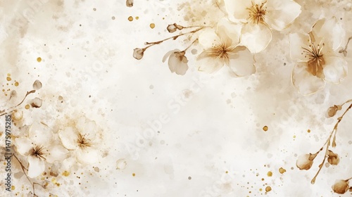 Chinese style ink wash flower painting