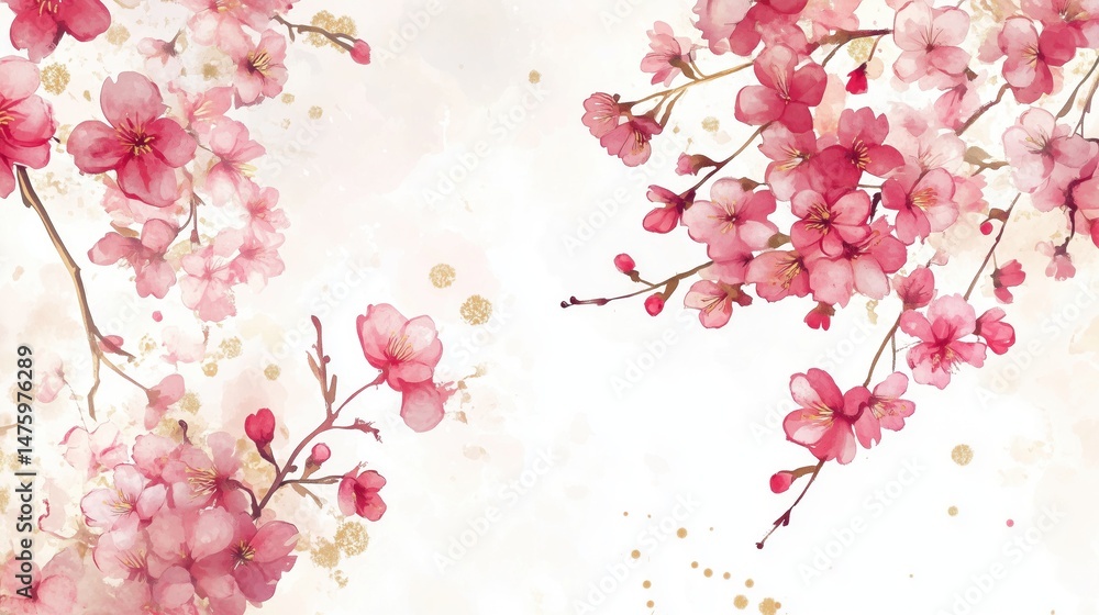 Naklejka premium Chinese style ink wash flower painting