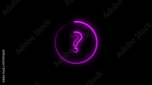 Wallpaper Mural Glowing neon question mark symbol displayed in a circle against black background Torontodigital.ca