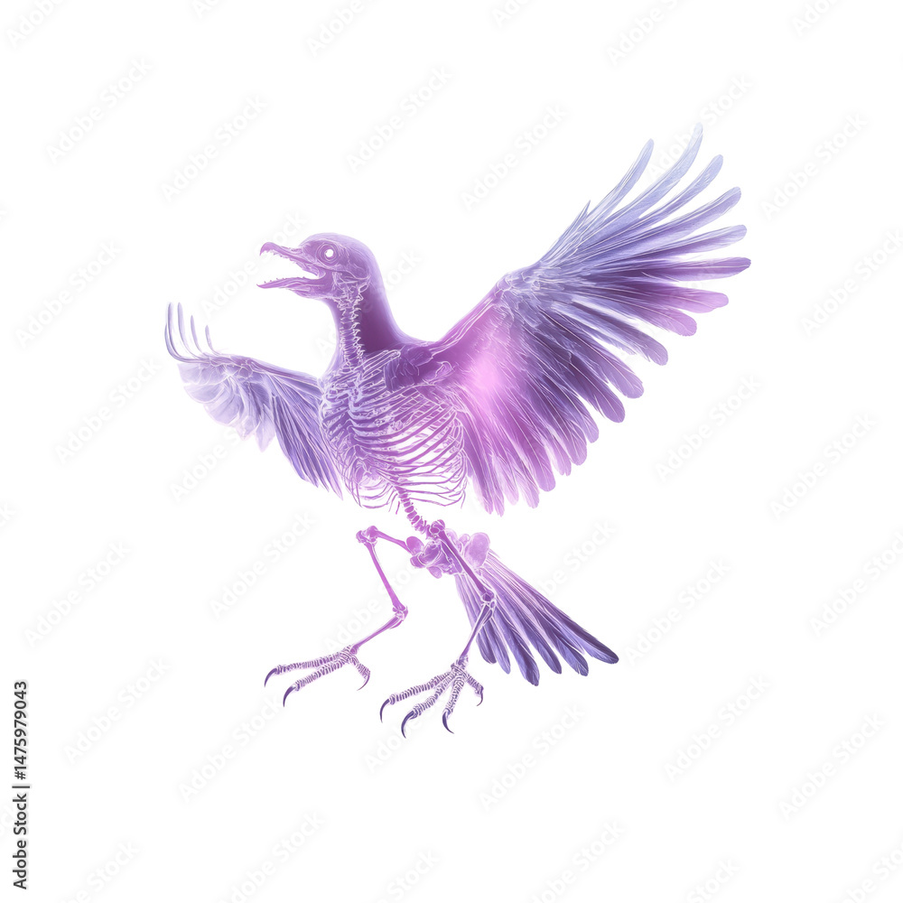Avian Anatomy X-Ray Style Bird in Flight Avian Anatomy X-Ray Style Bird in Flight