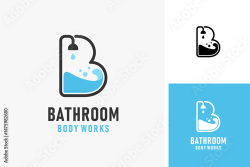 Bathtub in letter B logo symbol icon design