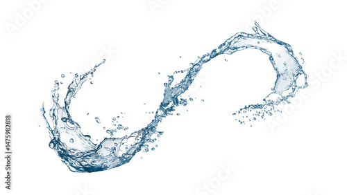 抽象的な青い波と水しぶきの3dイラスト