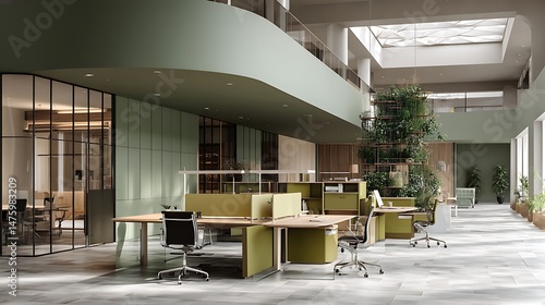 Fototapeta Naklejka Na Ścianę i Meble -  Co, working space office and sharing desk in corporate workspace