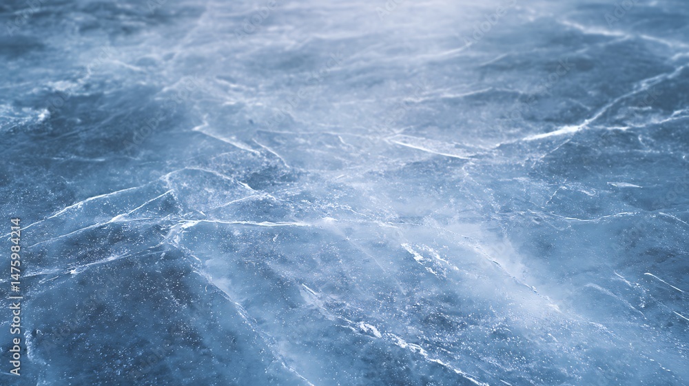 Obraz premium Closeup ice surface cracks or scratched texture background, cold frozen and freeze concepts