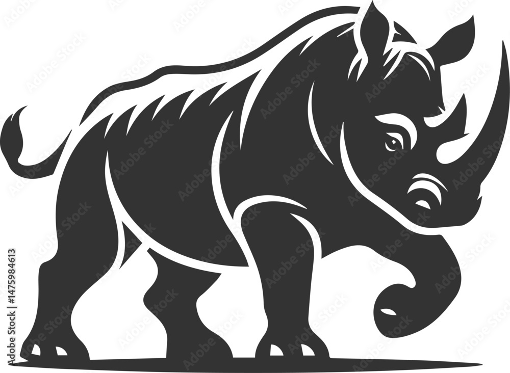Fototapeta premium Rhino vector silhouette