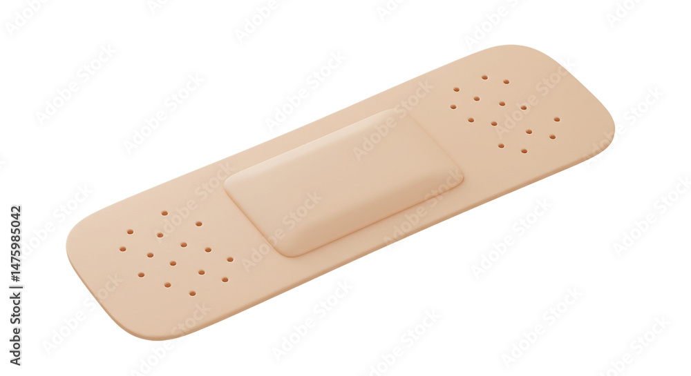 A close up shot of a beige adhesive bandage with small holes on a black background in studio lighting A close up shot of a beige adhesive bandage with small holes on a black background in studio lighting
