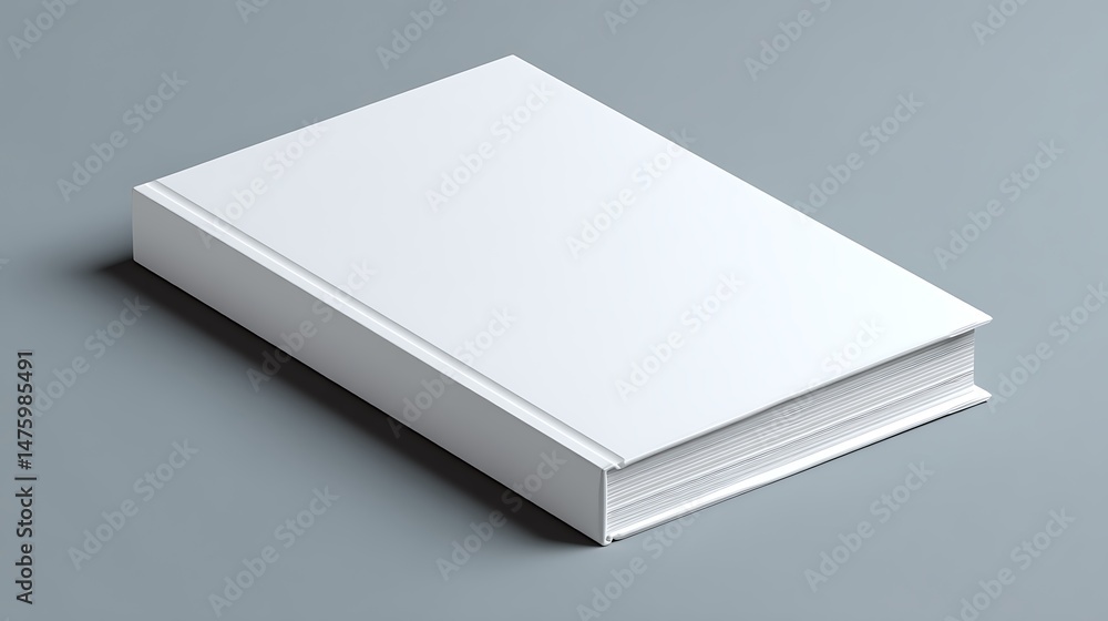 Closed book or notebook mockup with a white, clear and empty cover, design template for a thick novel or product catalog with a lot of pages and blank, closed cardboard hardcover Closed book or notebook mockup with a white, clear and empty cover, design template for a thick novel or product catalog with a lot of pages and blank, closed cardboard hardcover