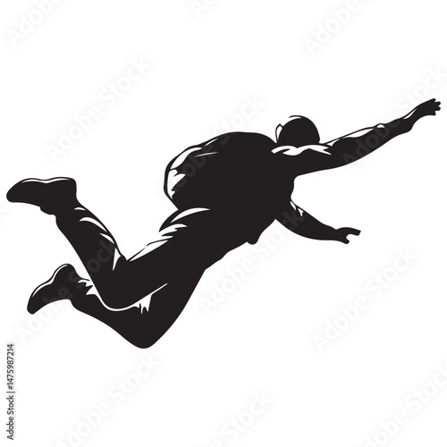 skydiver Vector Black silhouette. with white background