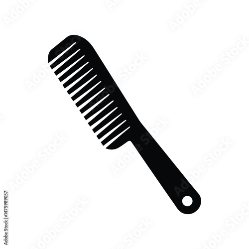 Simple Black and White Comb Illustration Hair Styling and Grooming Icon